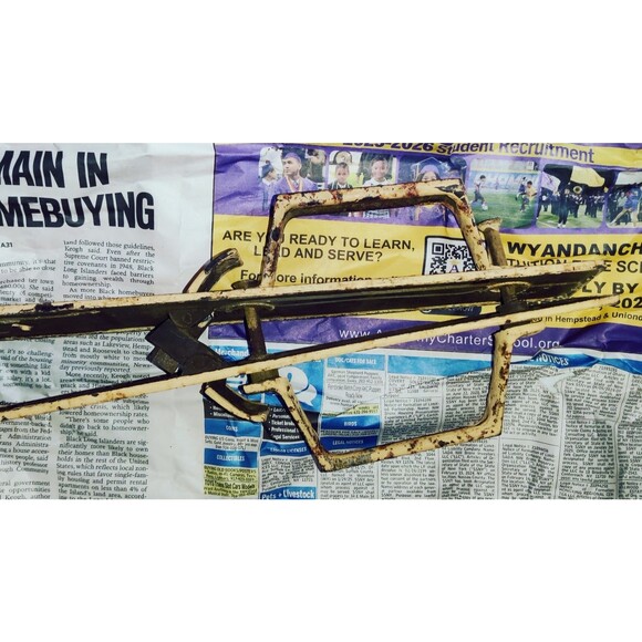 Antique Ornate Cast Iron Door Pulls 3"X12" Inlay Art Deco Style - Picture 6 of 9